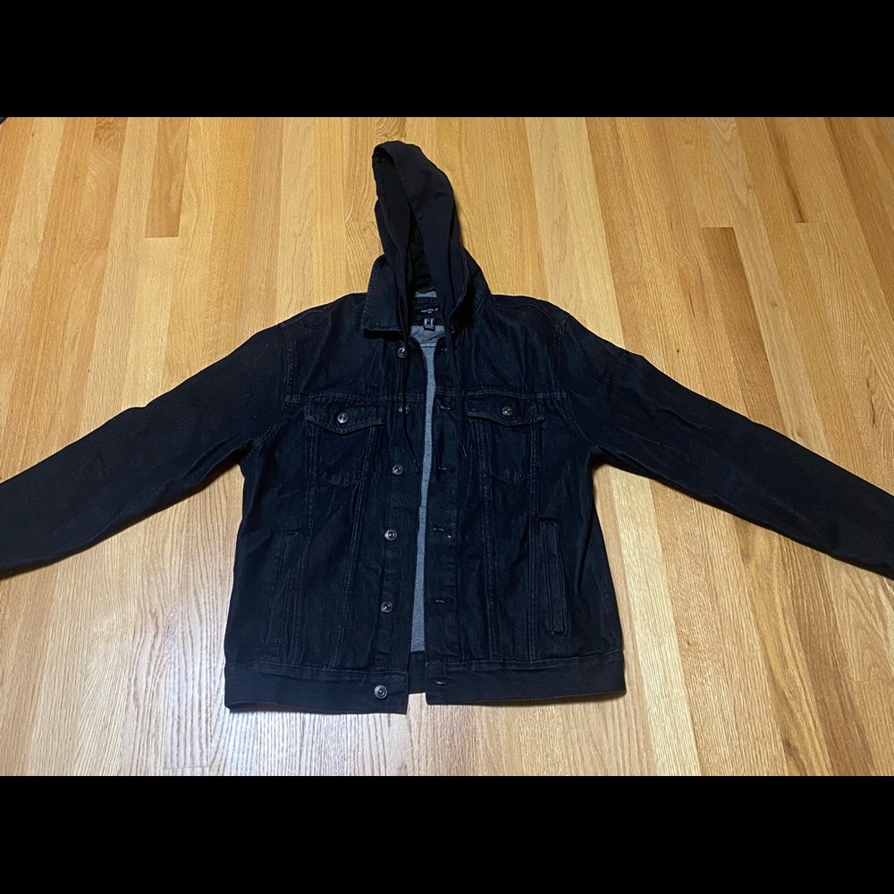 Black Hooded Denim Jacket